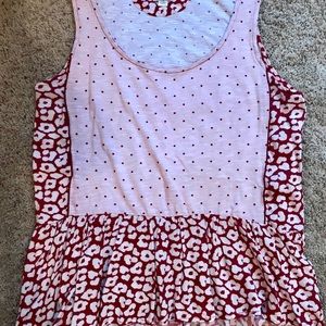 So cute Anthropologie pink and deep red print tank